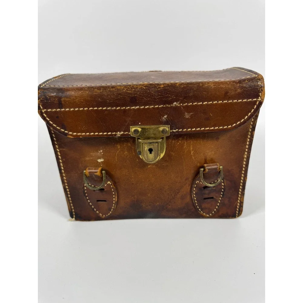 Vintage Perrin California No. 206 Leather Camera Bag Utility Case Brown Patina